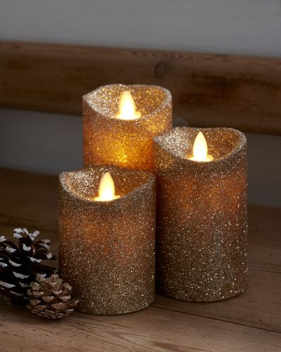Sara LED Bloklys, 3 stk - Champagne Sara LED Bloklys, 3 stk - Champagne
