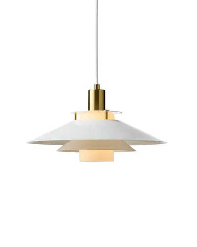 Rivoli Pendel Ø26 Blank hvid og messing fra Halo Design