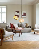 DC Textile Pendel Skovgrøn fra Halo Design over et sofabord i en stue - blød hygge ved - billede 6