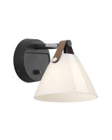 Nordlux Strap 15 - Opal/Sort m/ brun rem Nordlux Strap 15 - Opal/Sort m/ brun rem